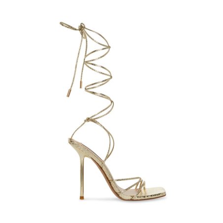 Gold Steve Madden Evita Snake Women's Heels Sandals | PH 2843NMK